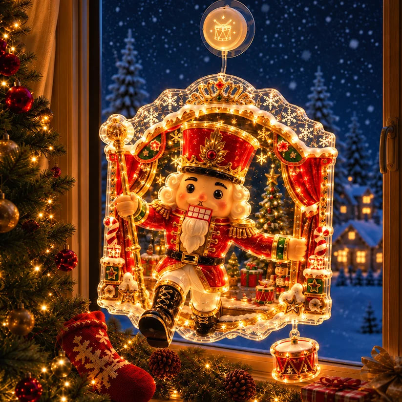 🏅 2026 Best Seller ✨🎄Lighted Christmas Window Decoration with Suction Cup Flat Version | Warm LED Window Light with Double-Layer Design & Multiple Festive Styles ✨