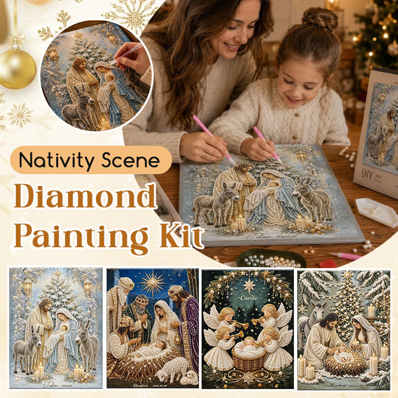 ✝️ LAST DAY 69% OFF – 💎Premium 3D Diamond Jesus Birth Nativity Scene Painting Art Kit | Luxury Flocked Canvas with Scratch-Resistant Non-Fading Diamond Beads DIY Christmas Faith Decor 🌟✝️💎