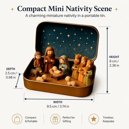 ✨ Mini Nativity Scene in Keepsake Tin – A Little Christmas Story