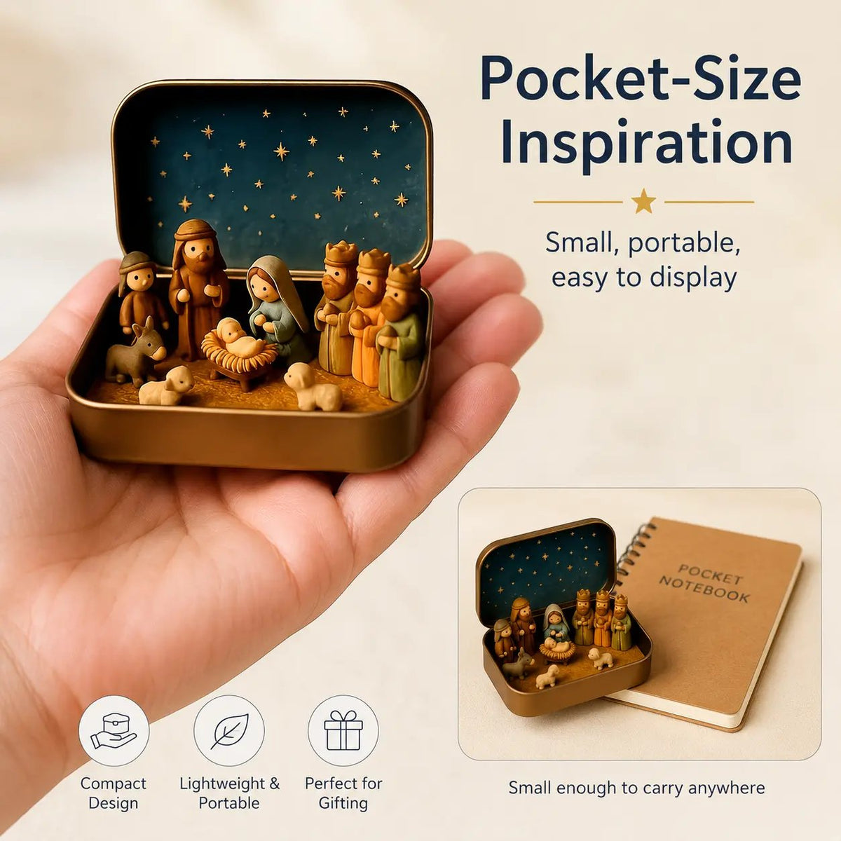 ✨ Mini Nativity Scene in Keepsake Tin – A Little Christmas Story