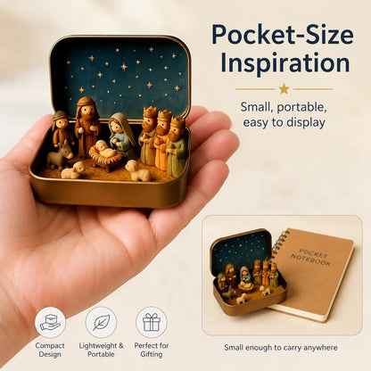 ✨ Mini Nativity Scene in Keepsake Tin – A Little Christmas Story