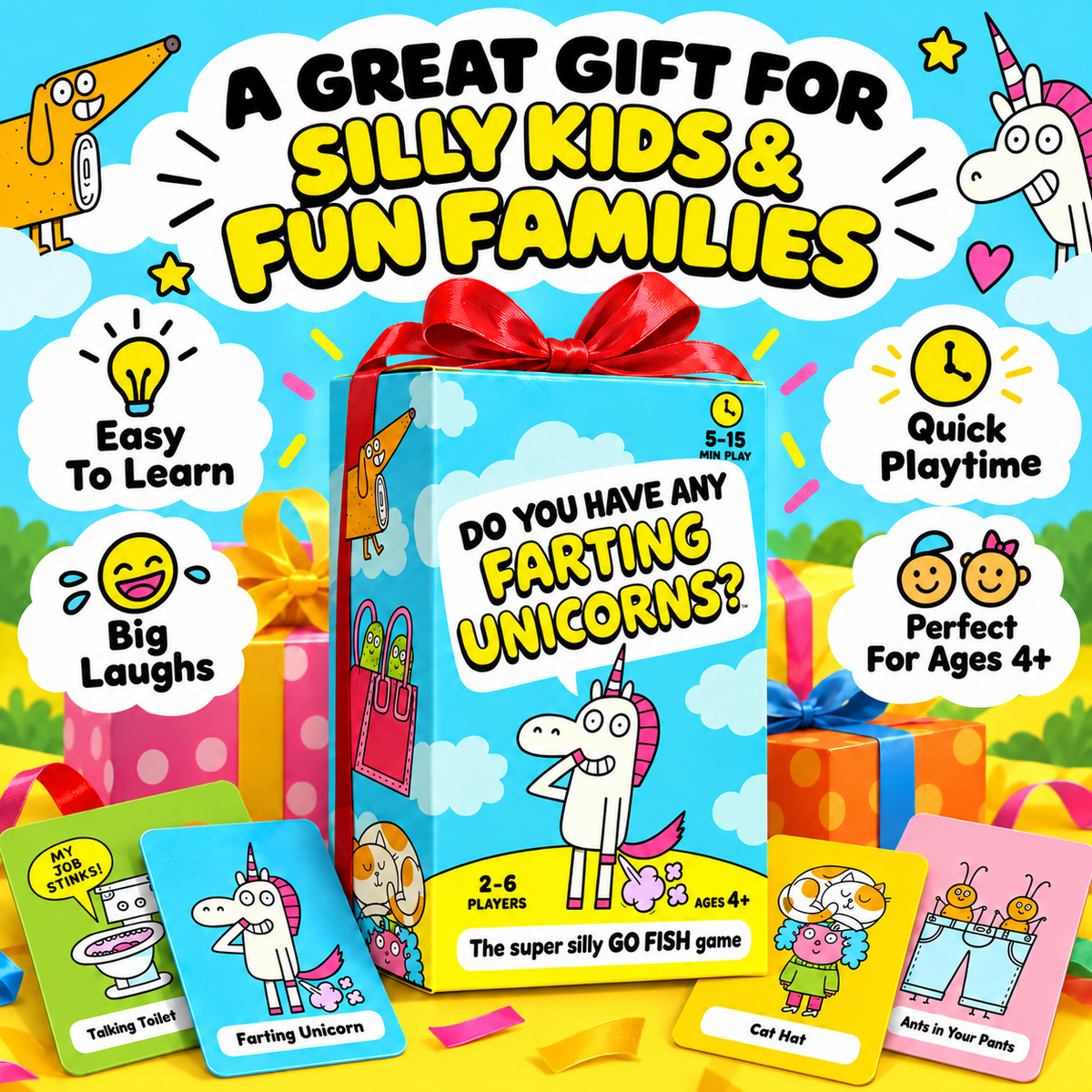 50% OFF Today! Super Silly Go Fish Card Game for Kids & Family Game Night