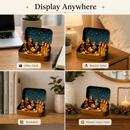 ✨ Mini Nativity Scene in Keepsake Tin – A Little Christmas Story