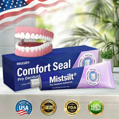 🔥 Mistsilt® Comfort Seal Pro Denture Adhesive🦷💜FDA Certified (Clinically Proven 96- Hour Lock Hold for Secure, Comfortable & Zinc-Free Denture Fit)