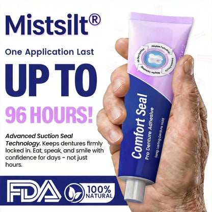 🔥 Mistsilt® Comfort Seal Pro Denture Adhesive🦷💜FDA Certified (Clinically Proven 96- Hour Lock Hold for Secure, Comfortable & Zinc-Free Denture Fit)