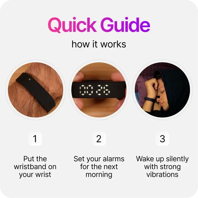 🔥 Limited-Time 49% OFF ⌚⏰Silent Vibration Alarm Watch, Wearable Wake-Up for Deep Sleepers