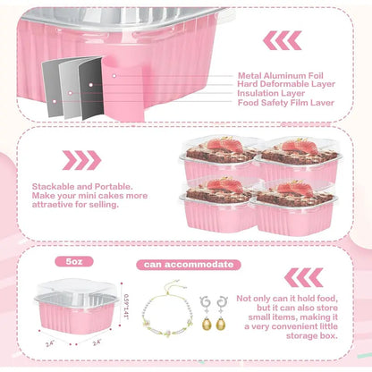 🧁 Mini Cake Pans with Lids – Bake, Pack & Share Easily
