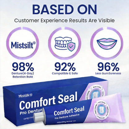 🔥 Mistsilt® Comfort Seal Pro Denture Adhesive🦷💜FDA Certified (Clinically Proven 96- Hour Lock Hold for Secure, Comfortable & Zinc-Free Denture Fit)