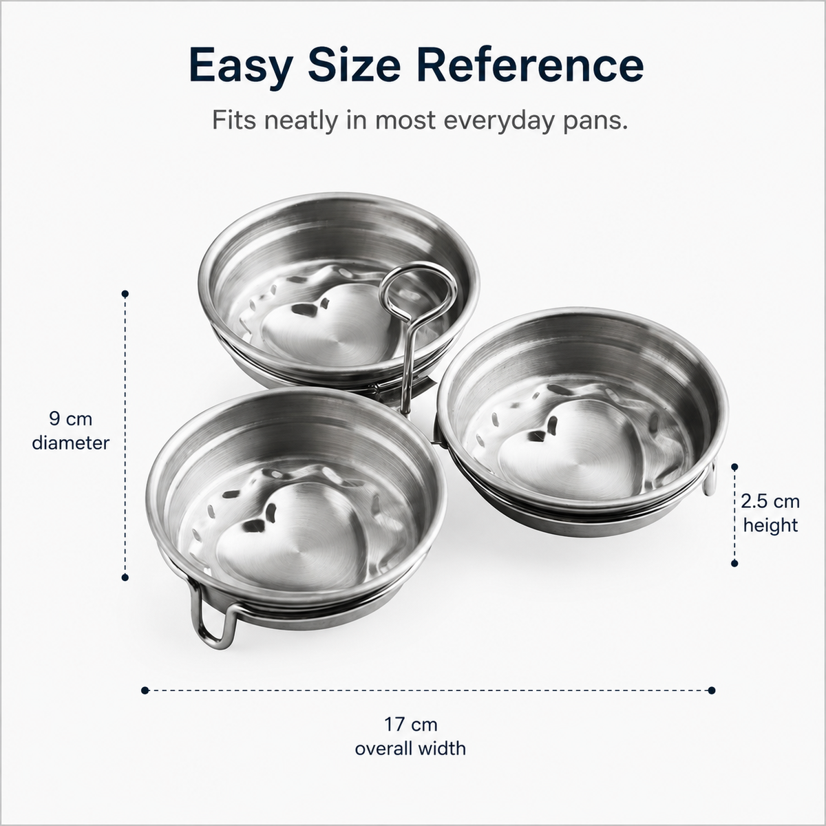 🍳 3-Cup Stainless Steel Egg Poacher – Stovetop Egg Steamer Insert 🥚