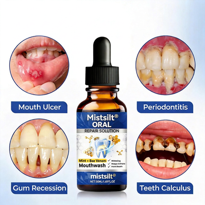 Mistsilt® Oral Repair Mouthwash – Mint + Bee Venom Formula | Whitening, Plaque Defense & Fresh Breath