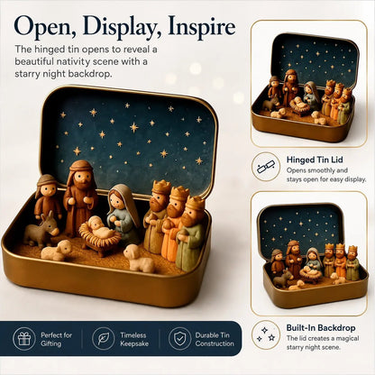 ✨ Mini Nativity Scene in Keepsake Tin – A Little Christmas Story