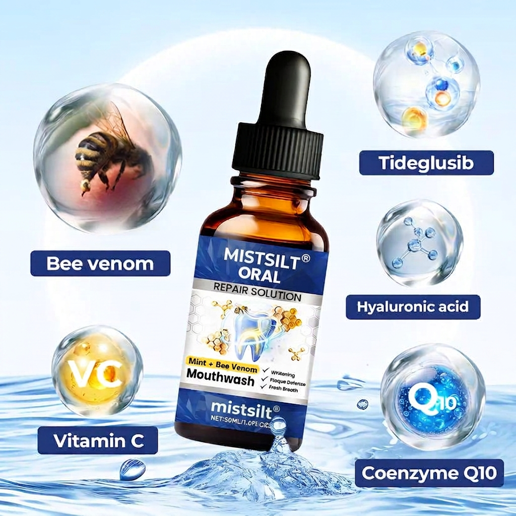 Mistsilt® Oral Repair Mouthwash – Mint + Bee Venom Formula | Whitening, Plaque Defense & Fresh Breath