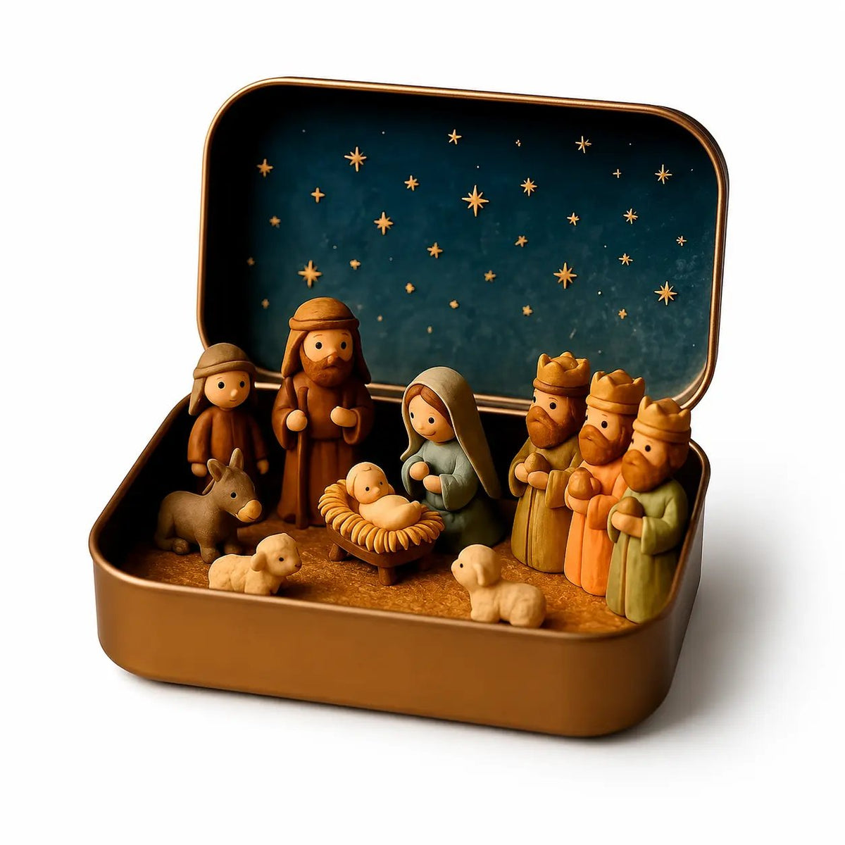 ✨ Mini Nativity Scene in Keepsake Tin – A Little Christmas Story