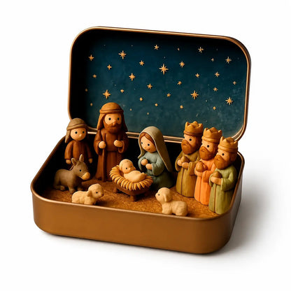 ✨ Mini Nativity Scene in Keepsake Tin – A Little Christmas Story