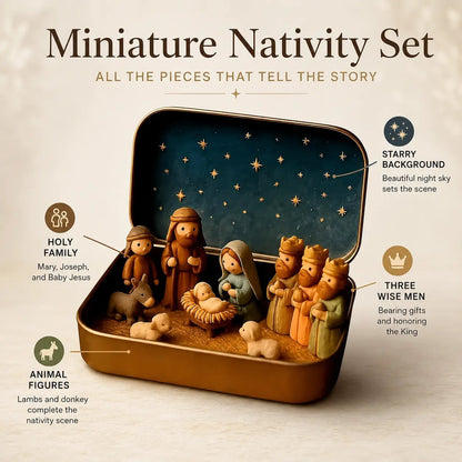 ✨ Mini Nativity Scene in Keepsake Tin – A Little Christmas Story