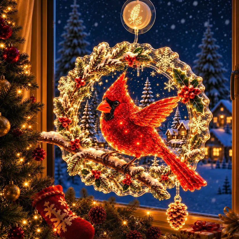 🏅 2026 Best Seller ✨🎄Lighted Christmas Window Decoration with Suction Cup Flat Version | Warm LED Window Light with Double-Layer Design & Multiple Festive Styles ✨