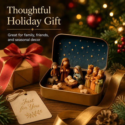✨ Mini Nativity Scene in Keepsake Tin – A Little Christmas Story