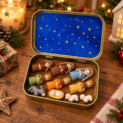 ✨ Mini Nativity Scene in Keepsake Tin – A Little Christmas Story