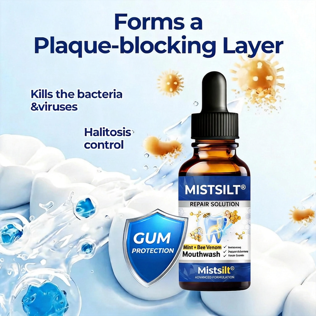 Mistsilt® Oral Repair Mouthwash – Mint + Bee Venom Formula | Whitening, Plaque Defense & Fresh Breath