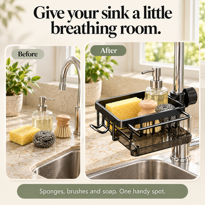 🧽 Faucet-Mounted Sink Caddy with Removable Drip Tray