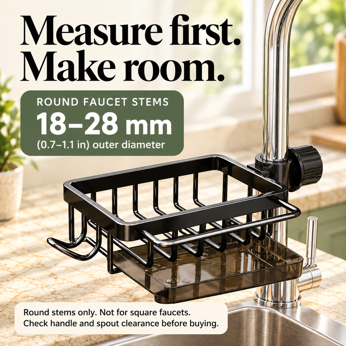 🧽 Faucet-Mounted Sink Caddy with Removable Drip Tray