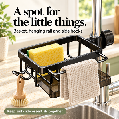 🧽 Faucet-Mounted Sink Caddy with Removable Drip Tray